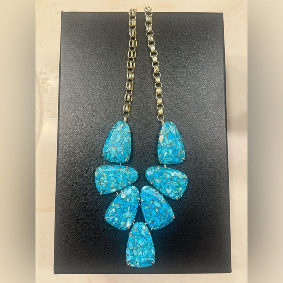 Kendra Scott Jewelry - Kendra Scott Harlow Gold Statement Necklace In Bronze Veined Turquoise